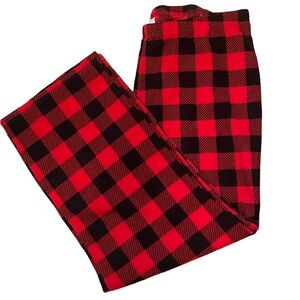 Flannel‎ pj bottoms, red and black plaid, unisex, size extra large